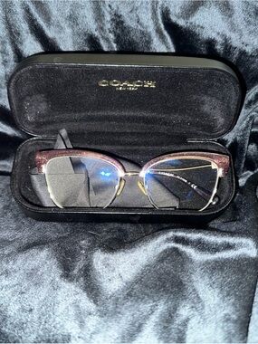 Coach Women's Cat-Eye Glasses in Burgundy and Gold